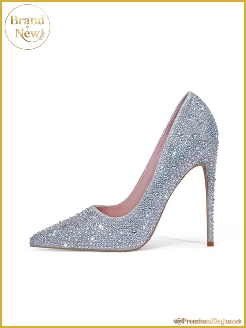 Women's Pointed Toe Stiletto Heels with Rhinestones - Glitter Sparkly Prom